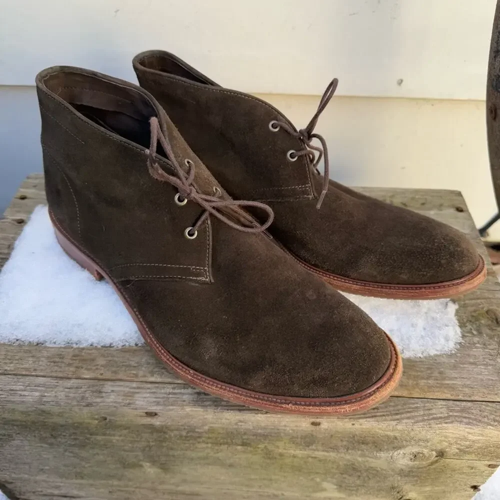 Trask Suede Leather Chukka Dress Shoes Olive Brown Style 30-1836 Size 13M